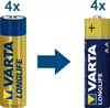 Two Varta Longlife batteries are shown with an arrow indicating a transition or comparison. Anteprima dell’immagine prodotto