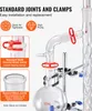 A close-up of laboratory distillation equipment, with informational callouts. Produktbild-Vorschau