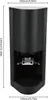 A black automatic espresso tamper machine is shown from the front on a white background with dimensions indicated. Produktbild-Vorschau