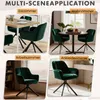 A collage of four images showing a green velvet chair in different room settings: a dining room, a living room, a study, and a dressing room. Voir les images du produit