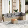 vidaXL 7-tlg. Garten-Sofagarnitur mit Kissen Beige Poly Produktbild-Vorschau 2