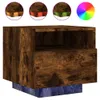 vidaXL Nachttisch mit LED-Leuchten Räuchereiche 40x39x37 cm Produktbild-Vorschau 2