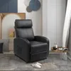 A black recliner chair is shown in a living room setting with decorative elements and a small side table. Podgląd zdjęcia produktu