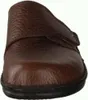 A close-up, front-facing view of a brown leather clog. Anteprima dell’immagine prodotto