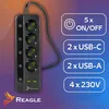 3M prepäťová ochrana 4 zásuvky 2x USB 2x USB-C REAGLE Náhľad obrázku produktu 3