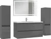 Hochschrank 110cm Dunklegrau Hochglanz Badschrank Produktbild-Vorschau 4