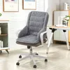 A gray office chair with a quilted seat and backrest is shown in a well-lit room with a desk and cabinets in the background. Produktbild-Vorschau