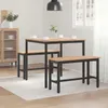 A dining set with a table and two benches in a room with a cabinet and window. Náhľad obrázku produktu