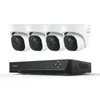 A set of four white security cameras and a black NVR device are displayed against a white background. Anteprima dell’immagine prodotto