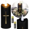 Schwarze LED-Kerze mit Kreuz und Flammeneffekt, Produktbild-Vorschau 1