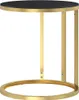 A product shot of a round side table with a black top and gold metal frame. Náhľad obrázku produktu