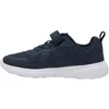 A side view of a navy blue and white children's sneaker. Produktbild-Vorschau