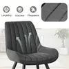 A close-up view of a gray upholstered chair, with icons and text highlighting product features, and a close-up texture detail of the fabric. Voir les images du produit