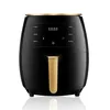 A black and gold air fryer with a digital display and controls, shown from the front on a white background. Produktbild-Vorschau