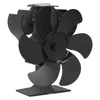 A black stove fan with six blades on a white background. Anteprima dell’immagine prodotto
