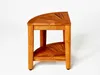 A wooden corner shelf unit against a white background. Produktbild-Vorschau