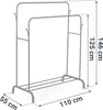 A diagram of a double-tiered clothes rack with dimensions indicated. Podgląd zdjęcia produktu