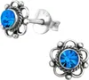 Ohrringe Ohrstecker 925 Sterling Silber Blume mit Kristall Produktbild-Vorschau 1