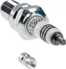 A close-up studio shot of a spark plug and a small metal adapter. Podgląd zdjęcia produktu
