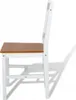 A side view of a white wooden chair with a brown seat. Anteprima dell’immagine prodotto