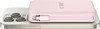 A pink power bank is attached to the back of a silver smartphone. Podgląd zdjęcia produktu