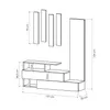 A technical drawing with dimensions of a furniture set, likely a wall unit or entertainment center. Produktbild-Vorschau