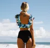 Zweiteiliger Boho-Badeanzug, formendes Damen-Set, schwarz. Produktbild-Vorschau 5