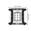 A technical drawing of a Bosch work light with dimensions indicated. Voir les images du produit