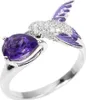 Offener Ring mit Vogel-Wassertropfen, künstlicher Amethyst, Produktbild-Vorschau 1