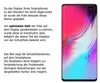 A smartphone screen with a protective film overlay, accompanied by descriptive text. Produktbild-Vorschau
