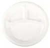 50x Teller 3-geteilt aus Bagasse, naturweiß, rund Ø26cm, Produktbild-Vorschau 1