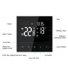 A digital thermostat display with labels pointing to different functions and readings. Podgląd zdjęcia produktu
