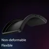 A black phone case is bent to show its flexibility against a dark, gradient background. Produktbild-Vorschau