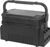 A black plastic tackle box with a handle and compartments. Anteprima dell’immagine prodotto