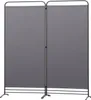 A two-panel room divider with a gray fabric screen and a black metal frame, shown against a white background. Voir les images du produit