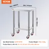 VEVOR 61x45cm stôl z nehrdzavejúcej ocele s kolieskami Náhľad obrázku produktu 13
