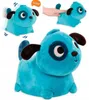 A collage of images showing a plush toy puppy in different poses and being interacted with. Náhled obrázku produktu