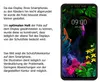 The image shows a smartphone with a protective film applied, alongside explanatory text about the film's design and application. Produktbild-Vorschau