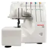 A white overlock sewing machine is shown from a side angle against a white background. Anteprima dell’immagine prodotto