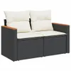 vidaXL 7-tlg. Garten-Sofagarnitur mit Kissen Schwarz Poly Produktbild-Vorschau 3