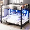 A bunk bed with LED lighting and shelves filled with toys in a bedroom. Náhled obrázku produktu