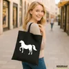 Huuraa Jutebeutel Pferd Silhouette 10 Liter Black Baumwolle Produktbild-Vorschau 2