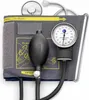 A mechanical blood pressure monitor with a stethoscope attached, shown against a white background. Produktbild-Vorschau
