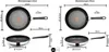 Diagrams showing the dimensions and volume of two Tefal frying pans. Produktbild-Vorschau