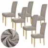 Stuhlhussen - 6 Stück - Graubeige Jacquard - Universeller Produktbild-Vorschau 1