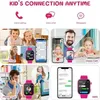 Collage of images showing a pink smartwatch for kids and its features like voice calling, video calls, and messages. Produktbild-Vorschau