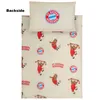 A bedding set with a pillow and duvet cover featuring cartoon bears and the FC Bayern München logo. Produktbild-Vorschau
