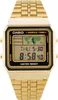 A gold Casio digital watch with a world time display is shown against a white background. Produktbild-Vorschau