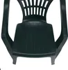 A close-up view of a dark green plastic garden chair. Náhled obrázku produktu
