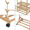 A collage of four close-up images showing different parts of a wooden garment rack. Anteprima dell’immagine prodotto